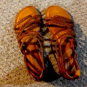 Carlos Santana brown leather braided sandals
